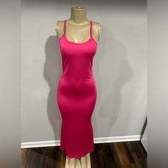 Maxi Dress Size Medium Women Hot Pink Stretchy Long New Casual Midi Length Bodycon Dress For Brunch, Casual Spring Maxi Dress For Night Out, Casual Maxi Length Bodycon Dress, Casual Stretch Maxi Dress For Night Out, Casual Pink Bodycon Dress For Date Night, Casual Maxi Dress For Night Out, Spring Casual Bodycon Maxi Dress, Trendy Pink Maxi Dress For Night Out, Casual Bodycon Maxi Dress For Spring