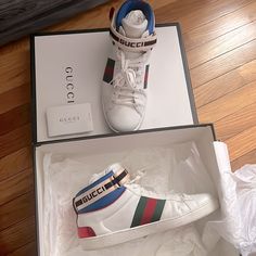 Gucci Shoes Bianco /Vrv /H.R/Lc/R Size Gucci 8 Gucci White Sporty High-top Sneakers, Gucci White High-top Sneakers Sporty Style, Sporty Gucci White High-top Sneakers, White Sporty Gucci High-top Sneakers, Gucci White Leather High-top Sneakers, White Gucci Leather High-top Sneakers, Designer White High-top Sneakers With Leather Sole, Gucci Custom White Sneakers With Branded Heel, Gucci High-top Sneakers With Branded Heel And Round Toe