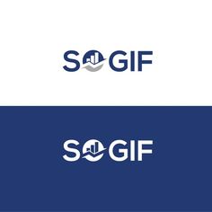 the logo for sogif is shown on top of a blue and white background