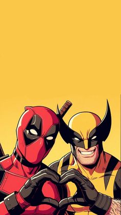 two deadpools are standing next to each other