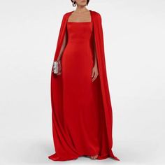 Material: Polyester Evening Dress Gown SIZE BUST WAIST HIP XS 77cm (Approx.) 60cm (Approx.) 83cm (Approx.) S 80cm (Approx.) 62cm (Approx.) 87cm (Approx.) M 84cm (Approx.) 66cm (Approx.) 90cm (Approx.) L 90cm (Approx.) 72cm (Approx.) 95cm (Approx.) XL 92cm (Approx.) 76cm (Approx.) 99cm (Approx.) XXL 96cm (Approx.) 80cm (Approx.) 103cm (Approx.) XXXL 100cm (Approx.) 84cm (Approx.) 105cm (Approx.) NOTE: Please use the chart & measurements as guide only, because sizing and measurements will vary bet Fitted Pre-draped Gown For Dinner, Pre-draped Maxi Evening Dress For Banquet, Gala Gown With Fitted Bodice And Cape Sleeves, Pre-draped Maxi Length Gown For Banquet, Pre-draped Maxi Gown For Banquet, Pre-draped Maxi Gown For Banquets, Fitted Dresses With Sweep Train And Cape Sleeves, Floor-length Silk Gown For Banquet, Silk Ball Gown For Banquet