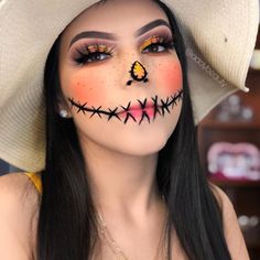 Halloween Makeup Diy Easy, Scarecrow Halloween Makeup, Halloween Costumes Scarecrow, Scarecrow Makeup