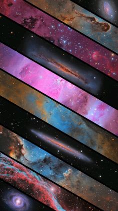 multiple images of the sky and stars in different colors