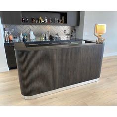 a modern bar in the middle of a living room