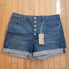 Brand New With Tags! Madewell High Rise Denim Shorts With Button Fly Closure And Plenty Of Stretch. Women's Size 33 (Us 16 Equivalent). These Run A Bit Snug For A 16; They Fit A 16 But Are A Fitted Style, Not Baggy In The Waist Or Hips. Roomy At The Leg Opening. 96% Cotton, 1% Elastane, 3% Other Never Worn. Dark Wash Short-length Jeans With Buttons, Dark Wash Short Length Jeans With Buttons, Dark Wash Buttoned Short Length Jeans, Relaxed Fit Cutoff Jean Shorts With Button Closure, High Rise Medium Wash Jean Shorts With Button Closure, Dark Wash Cutoff Bottoms With Buttons, Denim Straight Leg Shorts With Button Closure, Straight Leg Denim Shorts With Button Closure, Dark Wash Cutoff Bottoms With Button Closure