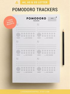 a white paper with the words pomodoro tracker on it and a pencil next to it