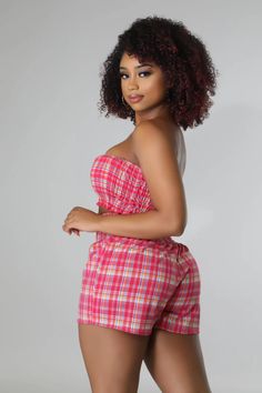 Elevate your summer wardrobe with our Women's High Waisted Tube Top Pink Two piece Short set! This versatile set offers a figure-flattering fit and a stylish top that can be worn as a tube top or off-the-shoulder. The high waisted shorts provide comfort and coverage. Perfect for a day at the beach or a night out with friends! Two piece set Tube top No closure High waisted shorts Elastic waistband No closure 64% polyester 33% rayon 3% spandex Dry clean only Model is wearing a Small Size MODEL STATS Height: 5.6"Bust:34" / Waist:25" / Hips:41" Sleeveless Two-piece Set Tops For Summer, Sleeveless Two-piece Summer Tops, Fitted Two-piece Summer Tops, Flirty Tube Top For Summer Vacation, Pink Two-piece Tops For Summer, Two-piece Stretch Tops For Beach, Casual Bandeau Sets For Summer, Stretch Two-piece Top For Beach, Stretch Two-piece Beach Tops