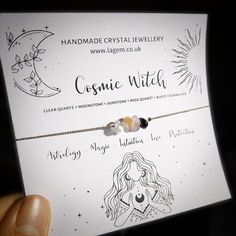 Handmade Crystal Jewellery in UK laGem | Free UK delivery Witch Astrology, Witchy Accessories, Cosmic Witch, Jewelry Packaging Design, Handmade Crystal Jewelry, Witch Gift, Crystal Energy, Fortune Telling, Gemstone Jewelry Handmade