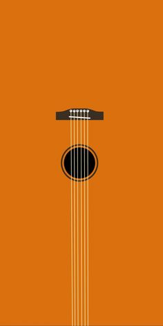 an orange guitar with strings hanging from it