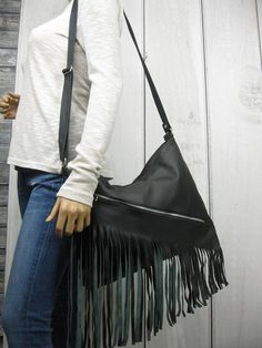 Fringe LEATHER Purse BLACK Crossbody Leather Bag With Tassels Boho Bag Lined Hobo Bag Women's Handbag Leather Laptop Bag Black Rectangular Bag With Fringe, Black Travel Shoulder Bag With Tassels, Black Fringe Shoulder Bag For Travel, Black Tassel Crossbody Bag, Black Bags With Tassels For Everyday Use, Black Tasseled Hobo Bag, Black Tassel Bag For Everyday Use, Black Fringe Bag For Shopping, Black Hobo Bag With Fringe For Daily Use