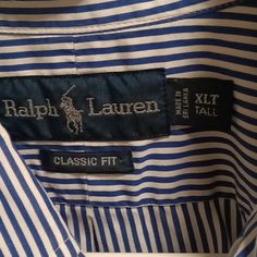 Nwot Ralph Lauren Blue And White Striped Long Sleeve Shirt W Red Emblem Size Xlt Tall Ralph Lauren White Preppy Tops, White Preppy Ralph Lauren Tops, Ralph Lauren Striped Collared Tops, Ralph Lauren Long Sleeve Summer Tops, Ralph Lauren Fitted Striped Shirt, Ralph Lauren Preppy Short Sleeve Top, Ralph Lauren Preppy Summer Tops, Classic Blue Ralph Lauren Tops, Classic Ralph Lauren Summer Tops