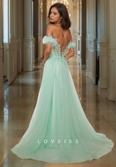 Floor-length Feathered Prom Dresses, Mint Green Prom Dresses Mermaid, Prom Dress Aqua Green, Luxury Turquoise V-neck Dress, Elegant Turquoise Floor-length Evening Dress, Feather Prom Dress, Mint Green Prom Dress, Classic Prom Dress, A Line Prom Dress