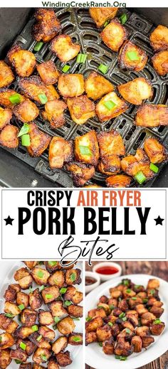 crispy air fryer pork belly bites on a plate