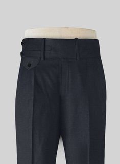 Elevate your formal demeanor with our Blue Merino Double Gurkha Wool Trousers. Crafted from wool and polyester blend, the trousers being light in weight offers maximum breathability and are perfect for days when convenience is of equal importance to the style, also the trouser hue makes it versatile wear for summer, winter, corporate or for pleasure. 
 
Look Includes   Blue Merino Wool Fabric  Cross Pocket  Two Pleated Front  Double Button Fastening Wide Waistband  Diamond Pocket On Right  1.5in Luxury Wool Dress Pants With Concealed Placket, Luxury Tailored Wool Dress Pants, Luxury Trousers With Hidden Button Closure, Luxury Blue Trousers, Luxury Men's Pants With Double-needle Hem, Luxury Trousers With Button Cuffs, Luxury Tailored Wool Bottoms, Luxury Wool Dress Pants For Semi-formal Occasions, Luxury Semi-formal Wool Dress Pants