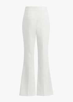 Add some flare with our Phoebe Pant. Made from an ivory stretch-suiting blend fabric, the pant is cut for a tailored fit and finished with back welt pockets and flared hem. 74% Polyester, 20% Rayon, 6% SpandexGaby is 5'9" wearing size 2. Video: Misia is 5' 10" wearing a size 14 Lauren is 5’10” a size 6 Tailored White Wide Leg Pants With Pressed Crease, White High-waisted Wide Leg Pants With Pressed Crease, Formal White Wide Leg Pants With Pressed Crease, Chic White Bottoms With Pressed Crease, White Wide-leg Bottoms With Pressed Crease, Fitted White Wide Leg Pants With Pressed Crease, White Wide Leg Pants With Pressed Crease For Work, White Pressed Crease Pants For Work, White Pants With Pressed Crease For Work