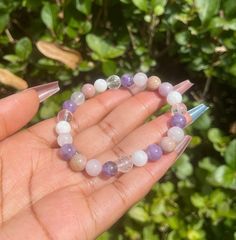 The Grief and Loss Bracelet helps to ease grief and healing from loss. When going through the grieving process, it is important to practice self-care. This bracelet is a beautiful and easy way to do that. It includes gemstones that can help soothe emotions and clear your mind and help you feel at peace during this difficult time. The gemstones include Amethyst for inner peace, Rose Quartz for love and compassion, Rhodonite for emotional energy healing and inner Peace, Lepidolite a stone known for helping to let go of past hurts, Moonstone for emotional balance, and Clear Quartz for Clarity. The gemstones are strung on a stretchy elastic cord; this bracelet is adjustable. The Length size of the Bracelet is around 7.5 inches (19cm). Very adjustable, and the bead size is 8mm. 23 Beads. Grief Healing Moonstone Bracelet With Natural Stones, Moonstone Bracelets With Natural Stones For Healing, Rose Quartz Gemstone Bracelet For Meditation, Lavender 8mm Beads Jewelry For Healing, Spiritual Rose Quartz Beaded Bracelets With Gemstones, Spiritual Rose Quartz Gemstone Beaded Bracelets, Lavender Spiritual Jewelry With 8mm Beads, Spiritual Lavender Jewelry With 8mm Beads, Spiritual Rose Quartz Gemstone Bracelet