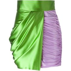 This mini Fausto Puglisi skirt features asymmetric color block draping and a high waist. Hidden side zip Material: 100% silk Lining: viscose, acetate Color: multi Fully lined Made in Italy This style fits true to brand sizing Skirt Fashion Design, Peg Skirt, Colorful Mini Skirt, Color Block Drapes, Draped Mini Skirt, Hollister Style, Skirts Green, Rok Mini, Fashion Png