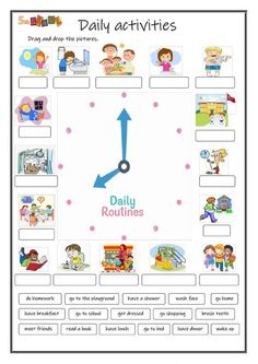 the daily routine worksheet for children to learn how to read and understand what time it is