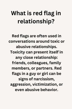 a white poster with the words what is red flag in relationship?