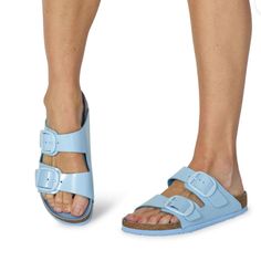 Limited Edition...Authentic...New...Arizona Sandals...Dusty Blue...Narrow Fit...Slip On Stlye...Leather...2 Adjustable Straps...Deep Heel...Classic Cork Soles...Birkenstock Logo On Buckles...Easy Clean...Smoke/ Pet Free Home... Casual Blue Slip-on Footbed Sandals, Light Blue Flat Slides For Spring, Casual Blue Leather Slides, Spring Light Blue Flat Slides, Light Blue Open Toe Slides For Vacation, Blue Leather Footbed Slip-on Slides, Blue Leather Slides For Summer, Light Blue Slides For Spring Beach Outings, Light Blue Slides For Beach In Spring