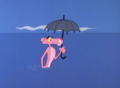 a cartoon character holding an umbrella in the water