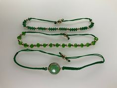 "Vintage Lot Of 3 Bracelets Green Beaded Design 10\" Adjustable Used" Bead Woven Bracelet, Green Beaded Bracelets, Simple Bracelets, Bohemian Bracelets, Memory Wire Bracelets, Unisex Bracelets, Bar Bracelets, Woven Bracelets, Green Enamel