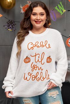 Gobble Til You Wobble Pop Up Crochet Plus Size Sweater Crochet Plus Size, Denim Short Jumpsuit, Gobble Til You Wobble, Two Piece Set Pants, Vegetable Prints, Plus Size Sweater, Plus Size Mini Dresses, Cardigan Sweater Vest, Knit Texture