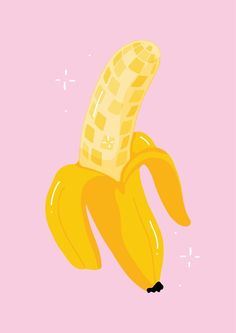 a yellow banana with a checkered pattern on it's back is floating in the air