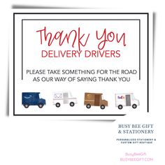 a thank card for delivery drivers