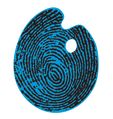 an image of a fingerprint on the back of a blue object with black dots