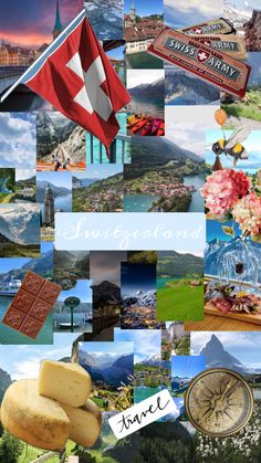 a collage of pictures with the words congratulations written in different languages, including flags and mountains