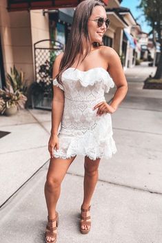 Lace Strapless Dress, Cute Trendy Dresses, Strapless Lace Dress, Lace Strapless, Wrap Midi Dress, Online Clothing Boutiques, Dress Store, Crop Top Sweater, Maxi Dresses Casual