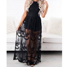 Brand New! Never Worn Lace Raxi Chic Black Lace Maxi Dress, Witchy Dresses, Belle Dresses, Lace Overlay Dress, Overlay Dress, Black Gown, Black Lace Dress, Lace Overlay, Dress Brands