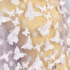 Butterfly Flower Lace Fabric Off White 3D Butterflies Embroidered Lace Wedding Bridal Lace Fabric Dr White Embroidered Fabric With Floral Applique For Party, Summer Wedding Embroidered Fabric With Appliques, White Embroidered Fabric With Appliques For Party, Spring Wedding Embroidered Fabric With Lace Patchwork, Summer Wedding Embroidered Fabric With 3d Embroidery, 3d Embroidered Fabric For Summer Wedding, Summer Wedding 3d Embroidered Fabric, White Fitted Organza Lace, White Lace For Spring Wedding