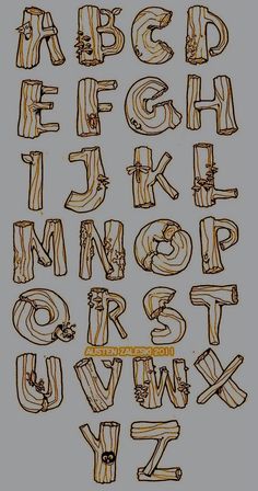 the letters are made out of wood and have been drawn with pencils on it