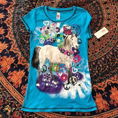 Very Fun And Cute! Sz Large New With Tags Feel Free To Make An Offer And Bundle For Savings! :) Kids Shirts, Shirts Tops, Kids Shop, Color Blue, Tops & Tees, Feel Free, Tags, Blue, Color