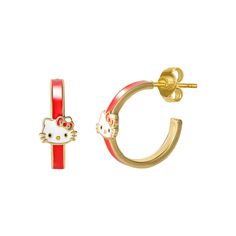 Adorable style is effortless with these Hello Kitty enamel hoop earrings. Adorable style is effortless with these Hello Kitty enamel hoop earrings. FEATURES Backings: post Metal: brass Plating: gold tone Finish: polished Packaging: boxed Size: One Size. Color: Yellow. Gender: female. Age Group: adult. Adorable Style, Post Metal, Gender Female, Age Group, Gold Tones, Hello Kitty, Hoop Earrings, Plating, Kitty