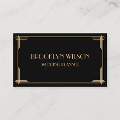 a black and gold business card with the words, brooklyn wilson wedding planner on it