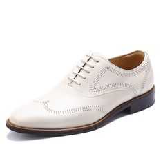 Gender: Men Type: Oxford Main Materials: Cowhide Insole: PU Sole: Rubber Type of Closure: Slip-on Style: Daily, Casual, Classic Heel Height: Low (1-3 cm) Business Lace-up Shoes With Round Toe And Perforations, Business Leather Shoes With Perforated Almond Toe, White Lace-up Dress Shoes For Semi-formal Occasions, Business Oxfords With Perforations And Round Toe, Semi-formal Leather Shoes With Perforated Toe Box, Derby Dress Shoes With Perforations And Plain Toe, Business Lace-up Shoes With Perforations And Round Toe, White Oxford Leather Shoes With Rubber Sole, White Leather Oxford Shoes With Leather Sole