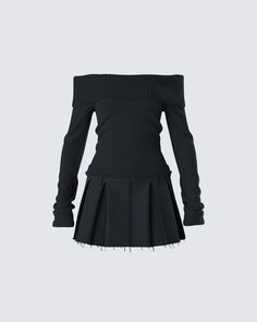 From the office to a night out - this two-piece set is the perfect fit for showing up and showing out 😏 With a look that can be dressed up or down, you will always be ready to slay any occasion 🖤 Fall Mini Skirt Outfit, Bimbocore Outfits, White Satin Midi Dress, Pleated Set, Black Pleated Mini Skirt, Black Velvet Pants, Preformance Outfits, Casual Preppy Outfits