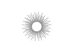 a black and white drawing of a sunburst in the middle of it's frame