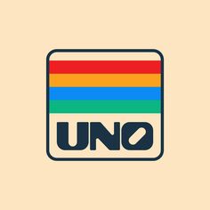 the logo for uno is shown in black and white, with rainbows on it