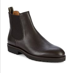 Dapper And Sturdy, These Chelsea Boots Are Styled With Patterned Gores And A Rich Grained Finish. Grained Leather Upper Narrow Toe Pull-On Style Elasticized Side Panels Back Pull Tab Leather Lining Padded Insole Synthetic Sole Made In Italy Brand New.No Box.