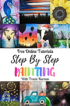 a collage of pictures with the words, free online tutors step by step painting