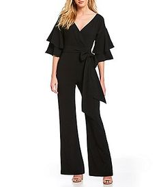 WAYF Blake Tiered Flutter Sleeve Jumpsuit Formal Stretch Jumpsuits And Rompers, Elegant Sleeveless Jumpsuits And Rompers For Fall, Sleeveless Stretch Jumpsuits And Rompers For Fall, Fall Sleeveless Stretch Jumpsuits And Rompers, Stretch Sleeveless Jumpsuit For Fall, Formal Fall Jumpsuits And Rompers, Jumpsuits And Rompers, Jumpsuit With Sleeves, Printed Rompers