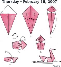 the instructions for how to make an origami swan