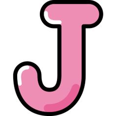 the letter j is pink and black with a small white dot at the bottom that matches it