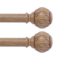 two wooden door handles on white background