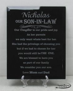 a plaque that says nicholas our son - in - law