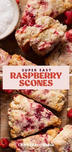 raspberry scones on a cooling rack with powdered sugar